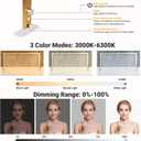 Gold Folding Desk Lamp, Professional Nail Tech Light with Dimmable 3000K-6300K, 95+ CRI, 3600LM Brightness,Adjustable Half Moon LED Desk Light for Manicure,Office,Studio,Reading