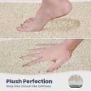 PURRUGS Bathroom Rug Non-Slip Machine Washable 24" x 60", Super Absorbent and Quick Dry Shaggy Microfiber Bath Mat, Extra Soft and Plush Bath Rug for Bathtub, Shower, and Sink, Beige