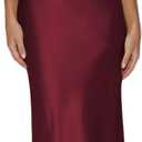 Womens Elegant Satin V Neck Backless Sleeveless Maxi Dress Silk Tie Low Back Formal Cocktail Dresses Wedding Guest (Red, M)