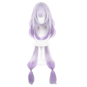 XiongXiongLe Purple White Long Wig Cosplay Women Costume Hair Wigs with Two Braids for Female Adult Cos Anime Game Party Halloween Christmas Comic