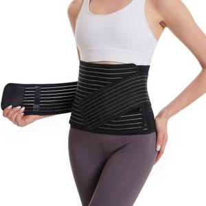Paskyee Postpartum Belly Band, Abdominal Binder Post Surgery Belly Wrap, C Section Recovery Must Haves, Girdle for Postnatal Care, Waist/Pelvis Belt for Back Pain Relief Black (L/XL, Black)