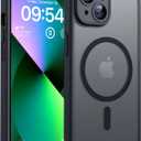 TOCOL Magnetic for iPhone 13 Case, Upgraded Full Camera Protection, Compatible with Magsafe, Drop Protection, Translucent Matte Back Bumper Phone Cover 6.1-Inch (Black)