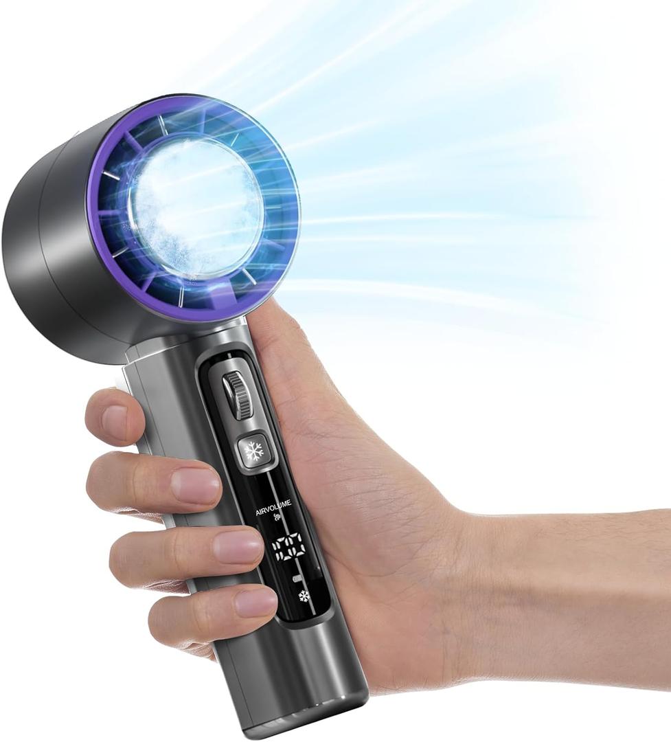 Portable Handheld Fan, Speed(1-100) Adjustable, 4000mAh Battery Rechargeable Personal Fan with Ice Cooling, LED Display, mini Turbo fan for Travel, Office, Camping, Outdoor, Gifts for Women Men