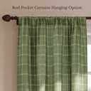 NICETOWN Tie Up Curtains for Windows with Green Plaid, Roman Shade for Bathroom Privacy, Farmhouse Kitchen Curtains Length Adjustable, Linen Blend Light Filtering Balloon Shade, W46 x L63 in, 1 Panel