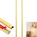 Zonon 2 Pack 30" Long Metal Cord Cover Self-Adhesive Brushed Lamp Cable Raceway Wire Hider for Wall Cable Home Office Kitchen(Gold)