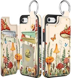 Shorogyt for iPhone 16e Wallet Case - Cute Fashion Mushroom Frog Design with Card Holder Kickstand for Magnetic Clasp Back Flip Folio Leather Phone Cases for Wome Girls Men