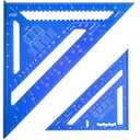 Beslands Aluminum 12 inch & 7 inch Rafter Square Carpenter Set Measuring Layout Tool Alloy Metal Triangle Ruler Protractor for Woodworking and Carpentry Imperial, Blue