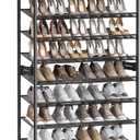 SONGMICS Shoe Rack, 12-Tier Shoe Organizer, Metal Shoe Storage for Garage, Entryway, Set of 2 6-Tier Stackable Shoe Shelf, with Adjustable Flat or Angled Shelves, Holds 48-60 Pairs, Black ULMR12B