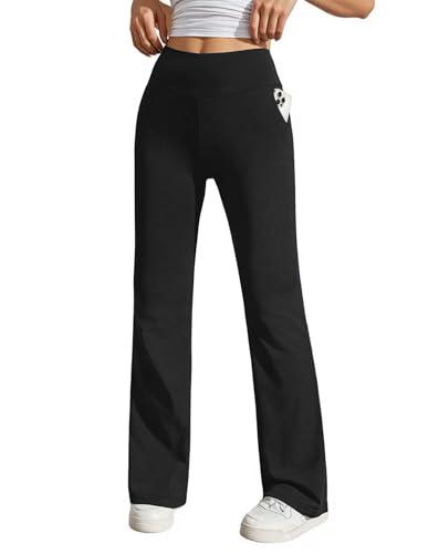 SEAJOJO Womens Stretchy Yoga Dress Pants Pockets High Waist Straight Leg Work Trousers Pull On Business Casual Slacks Black Medium