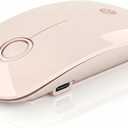 RAPIQUE R306 Pro Wireless Mouse, Dual Bluetooth & 2.4GHz, Connect Up to 3 Devices, Type-C Rechargeable, Silent Click, Ergonomic Symmetrical Design, for MacBook, Laptop, Tablet - Beige