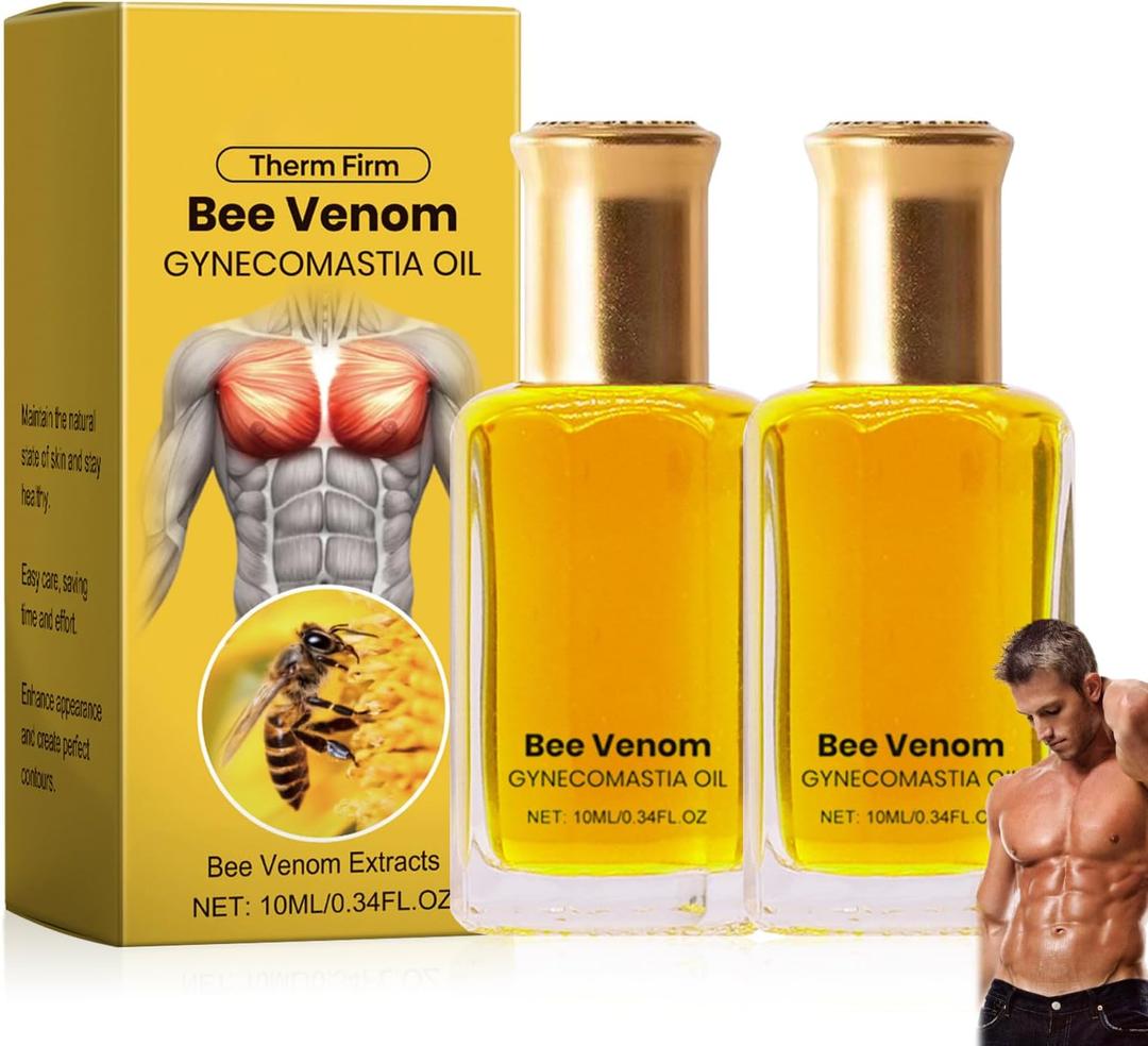 ThermoFirm Bee Venom Gynecomastia Oil, 2025 New Chest Muscles Bee Venom Oil, Advanced Bee Venom for Strengthen The Chest Muscles (2 Bottle)