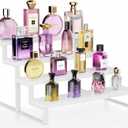 White Wood Cologne Organizer for Men Women,4 Tier Perfume Stand for Dresser Waterproof Cologne Stand with Anti-Slip pads for Party,Makeup,Figures,Cupcake,Perfume,Display Risers Stand Organizer