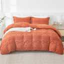 2 x EMME Boho Duvet Cover Twin Size Pumpkin - 2 Pieces Soft & Breathable Tufted Boho Shabby Chic Embroidery Bedding Set for All Seasons, 1 Duvet Cover with 1 Pillow Shams & Zipper Closure (Pumpkin, Twin)