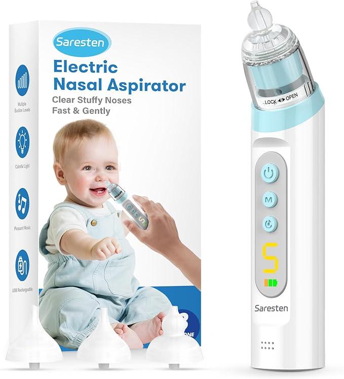 Nasal Aspirator for Baby,Rechargeable Nose Sucker for Baby,Baby Nasal Aspirator with 3 Silicone Tips,Adjustable Suction ,Waterproof Booger Sucker for Baby with Music and Light Function,Blue : Baby