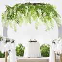 Giegxin 1 Pack 55" Cream Artificial Silk Wisteria Vine Round Hanging Canopy Draping Garland Flower Chandelier with Interchangeable Branches Wisteria Hanging Flowers for Wedding Party Decoration Supply