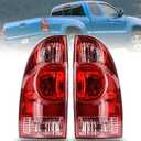 Nakuuly Tail Light Compatible With 2005-2015 Toyota Tacoma Pickup Driver and Passenger Side Taillights Rear Brake Lamp Signal Assembly with Bulb and Harness (Halogen Red) (Chrome Housing with Red Lens)