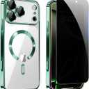 Privacy Case for iPhone 17 Pro,Magnetic iPhone 17Pro Phone Case Clear with Privacy Screen Protector & Camera Protector [Compatible with MagSafe], Shockproof Cover for iPhone Pro 17 Cases-Green