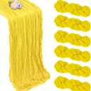 6 Pack Lemon Yellow Table Runner 10ft Boho Gauze Fabric Cheesecloth Table Runner 35 x 120 Inch Rustic Sheer Runner for Holiday Baby Shower Home Dcor Party Wedding Decoration