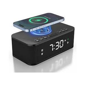 Digital Alarm Clock Speaker 12/24H Adjustable Brightness