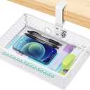 OSYLINE Heavy Duty Clamp On Under Desk Drawer Organizer Storage Tray Basket with Non-Slip Pad Hanging Mount for Home Office Studio Bedroom or Dorm (white)