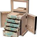 Glass Jewelry Box, 5-Layer Storage Case,Jewerly Boxes for Women