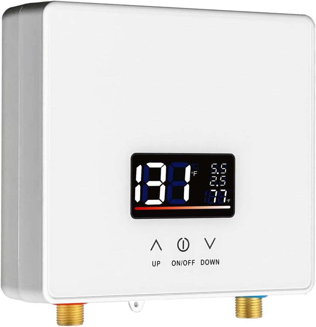 Tankless Water Heater Electric 110V, 6000W Instant Water Heater Under Sink, Conversion Between Fahrenheit and Celsius, Remote Control