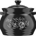 1Pc Ceramic Stew Pot Wear-resistant Multipurpose Cooking Pot with Handles Heat-resistant Cover for People Beautiful Design for Kitchen Use