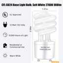 Winkcao CFL Light Bulbs GU24 Base, T3 Spiral 13Watt (60Watt Equ) Soft White 2700K 900lm Compact Fluorescent Light Bulbs, UL Approved, 120v 60Hz, Self Ballasted CFL Bulbs, Pack of 4