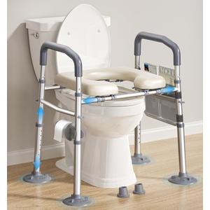 Raised Toilet Seat Risers with Handles for Seniors, White