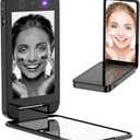 UV Camera for Sunscreen Test UV Mirror Sunscreen Camera, 4 Inch Vanity Mirror Rechargeable Compact Travel Makeup Mirror Handheld Double-Sided Pocket Mirror for Skin Protection(Dark Black)