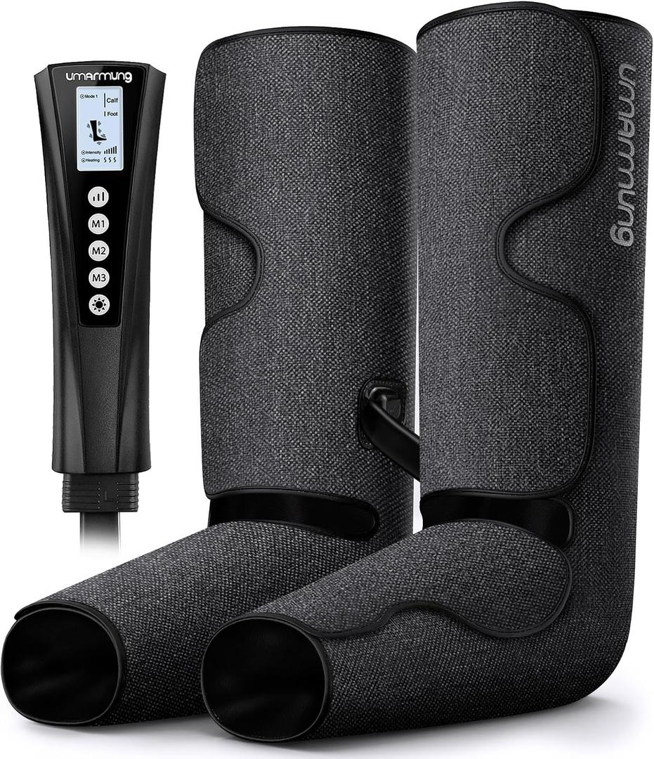 UMARMUNG Mothers Day Gifts for Mom, Wife, Women, Air Compression Leg Massager with Heat, Calf Foot Massager Fathers Day Dad Gifts for Husband, Men, Christmas, Edema, Muscle Fatigue, Cramps, Swelling