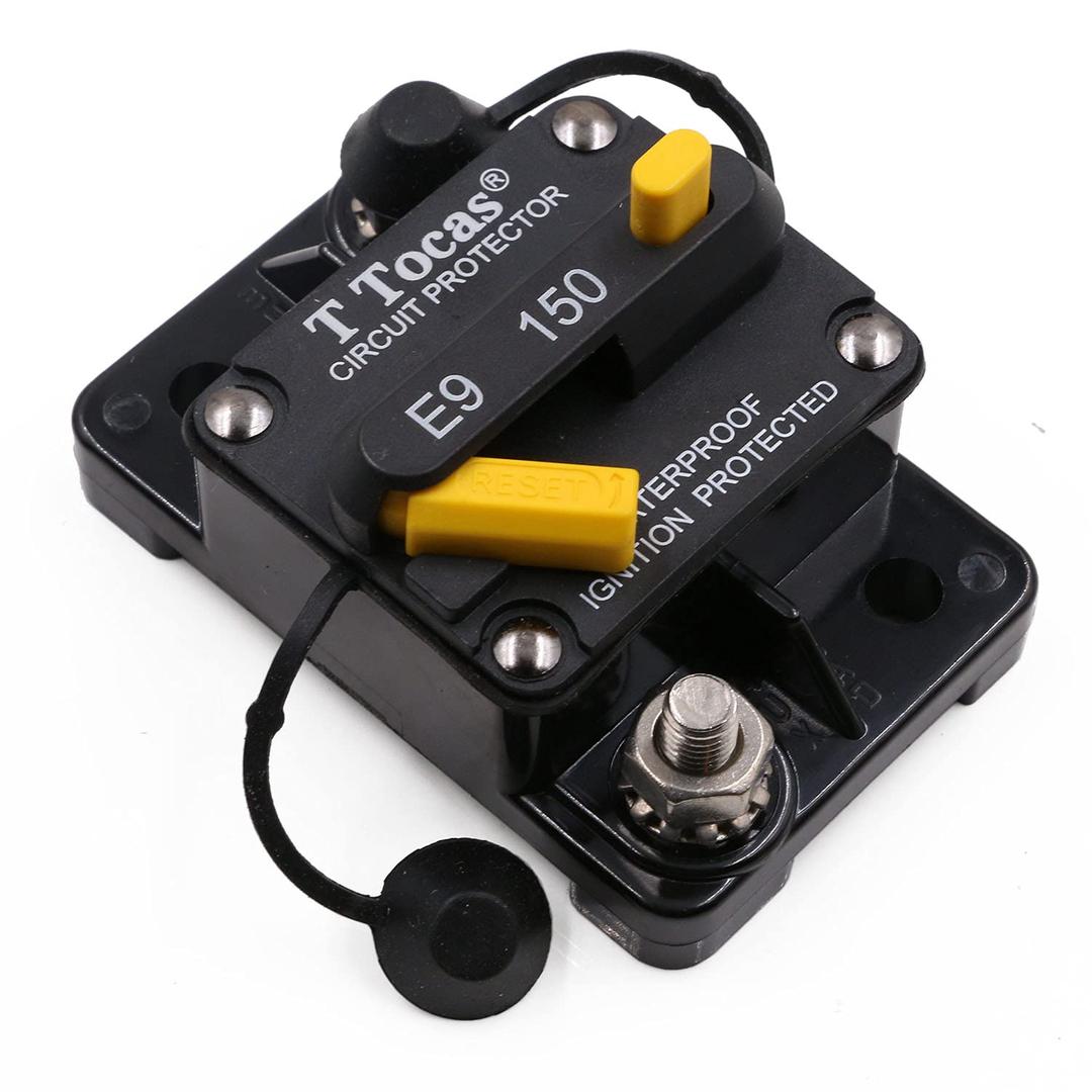 Hi-Amp 150A Circuit Breaker with Manual Reset UL Certified for Car Audio Battery Solar System 12V - 48V DC Waterproof 150 Amp Switchable (Surface-Mount)