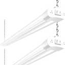hykolity 2 Pack 4FT Linkable LED Shop Light for Garage, 4400lm, 4FT 42W Utility Light Fixture, 5000K Daylight LED Workbench Light with Plug, Hanging or Surface Mount, White - ETL