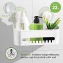 LUXEAR Suction Cup Shower Caddy - No Drilling Removable Shower Caddy - Powerful Suction Shower Organizer Max Hold 22lbs, Waterproof Suction Storage Basket for Bathroom & Kitchen