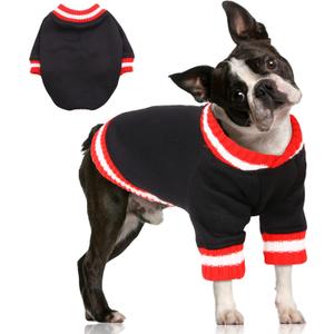 FUAMEY Dog Pullover SweatshirtDog Winter Sweaters Warm Dog Clothes Dog Vest Thick Puppy Pullover Soft Pet Fleece Sweater Cute Doggie Boy Girl Outfit for Dogs Black L