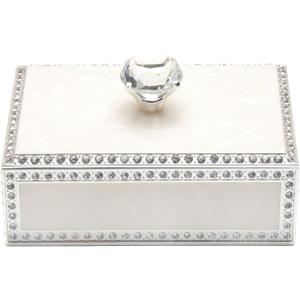 Diamond Crystal Jewelry Storage Box for Rings Earrings Necklace Treasure Chest Organizer Jewelry Keepsake Gift Box Case for Girl Women (Diamond Rectangle Silver Plating) (Large)