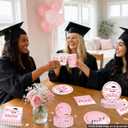 144pcs Pink Graduation Party Supplies for 24, Pink Graduation Decorations 2026 with 9 Inch Graduation Plates, 7 Inch Dessert Plates, Napkins, Paper Cups, Forks and Knives