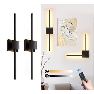 Battery Operated Wall Sconces Set of 2,  12000mAh Rotatable Picture Lights with Remote Control, Dimmable 30006500K LED Rechargeable Wall Lights for Living Room Bedroom Mirror, 28.3In