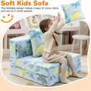 MeMoreCool Glow Dinosaur Tri-fold Sofa Bed for Kids, Foldable Futon Mattress and Chair, Convertible Floor Couch for Playroom