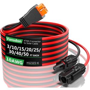 Vansdon Solar to XT60i Extension Cable 10AWG 50FT XT60i Female to Male Connector for RV Foldable Solar Panel, Portable Power Station, Solar Generator