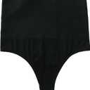 Soft Stretchy Briefs Women's Seamless Thong Ultra-thin High Waist Tummy Control Shapewear Solid Color Body Shaper, Size Medium, Black