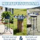Multifunctional Solar Bird Bath for Outside, Metal Birdbath Stand and Solar Fountain Bird Bath Bubbler Combo Set, Solar Birdbaths for Outdoors Garden Lawn Yard DecorBlue