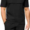 Uni Clau Men's Summer Outfits 2 Piece Quick Dry Sets Short Sleeve Shirt and Shorts Vacation Quarter Zip Polo Shirt for Men (Black, XXL)