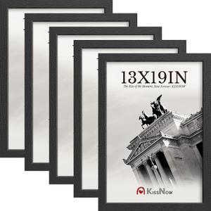 13x19 Picture Frame 5 Pack, Black Solid Wood Poster Frame for Wall