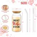 Birthday Gifts for Wife, Funny Glass Cups for Wife from Husband, 16 oz Glass Drinking Cup with Lids and Straws, Anniversary Retirement Valentines Day Gift for Wifey (Best)