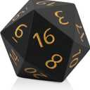 CSITORWWE 55mm Giant D20 Dice, 20 Sided Resin Dice with Velvet Pouch, Titan Polyhedral Dice for TTRPG Tabletop Gaming, Dungeon Masters, RPG Adventures(Black)