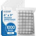 Spartan Industrial - 6" X 9" (100 Count) 3 Mil Frosted Zipper Bags With Vent Hole - Reclosable Packaging Bags for Cosmetics, Prints, Accessories