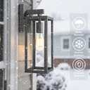 Outdoor Wall Light with Clear Glass, Anti-Rust Exterior Wall Sconce, Weather Resistant Outdoor Lantern, Exterior Lighting for Porch, Patio, Garage, Entryway (Black, 15.5" Height-2 Pack)