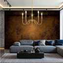 5 Light Farmhouse Brass Chandelier Light Fixture, Modern Pendant Lighting for Kitchen, Dining & Living Room, Brushed Gold Finished