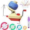 Yarn Ball Winder, Hands Operated Swift Yarn Fiber String Ball Wool Winder Machines for Family+4Pompom Maker+10PS Knitting Stitch Markers+10PS Plastic Needles+1PS Scissors(26b)
